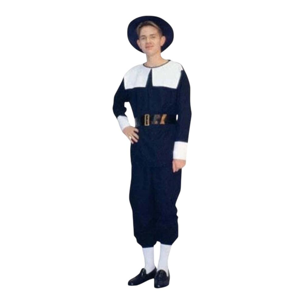 Adult Pilgrim Man Costume With Shoe Covers One Size